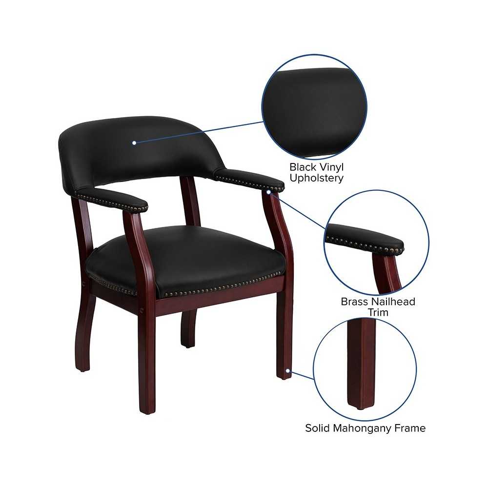 Black Vinyl Luxurious Conference Chair with Accent Nail Trim