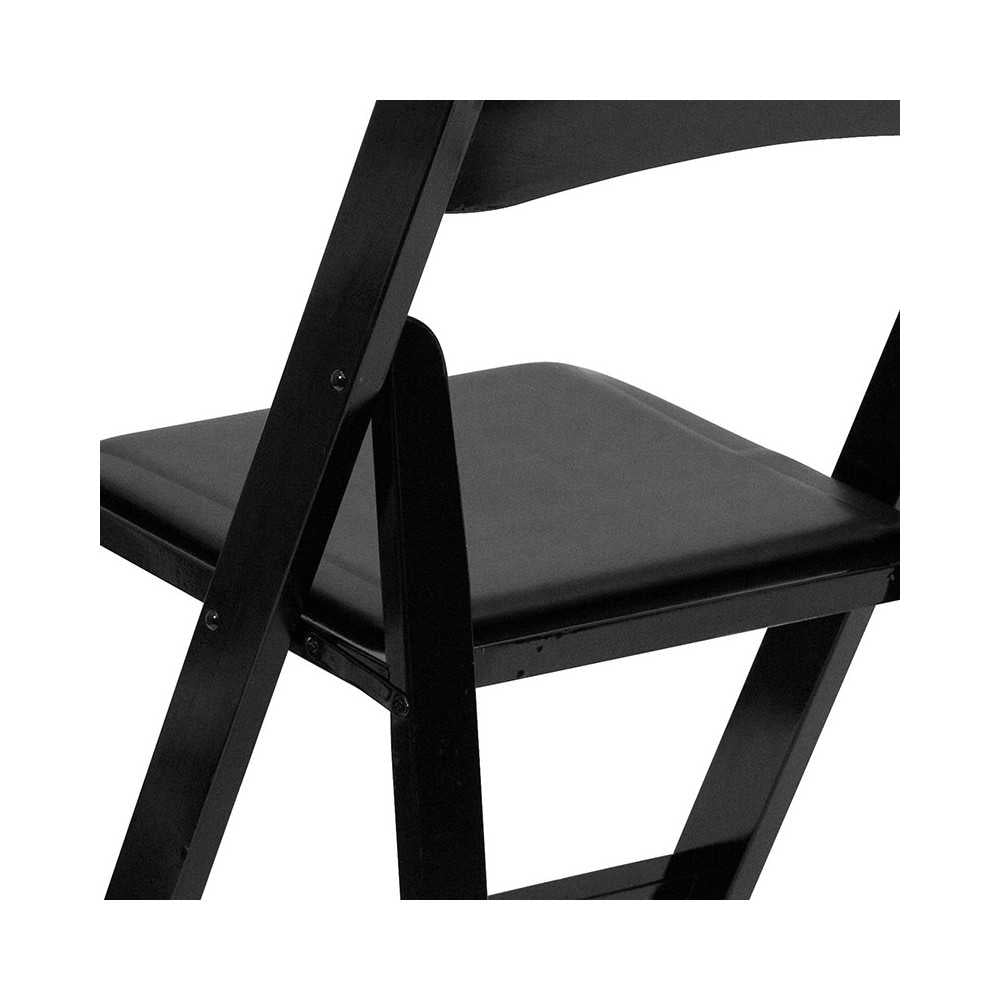 Black Wood Folding Chair with Vinyl Padded Seat