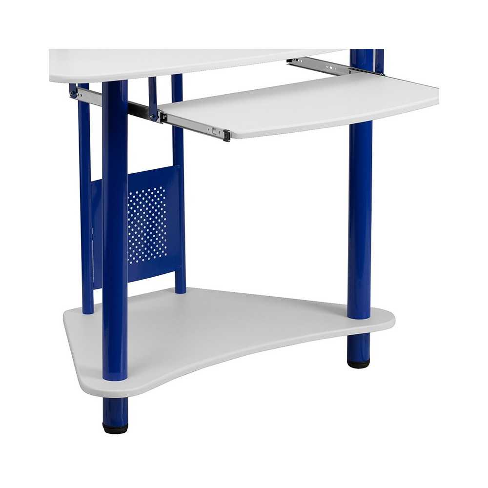 Blue Corner Computer Desk with Hutch