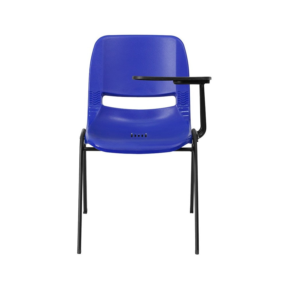 Blue Ergonomic Shell Chair with Left Handed Flip-Up Tablet Arm