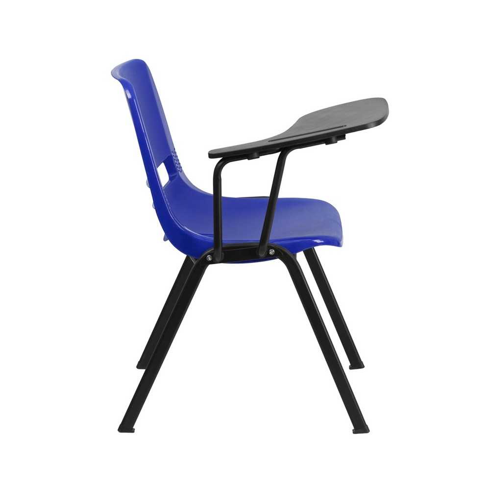 Blue Ergonomic Shell Chair with Right Handed Flip-Up Tablet Arm