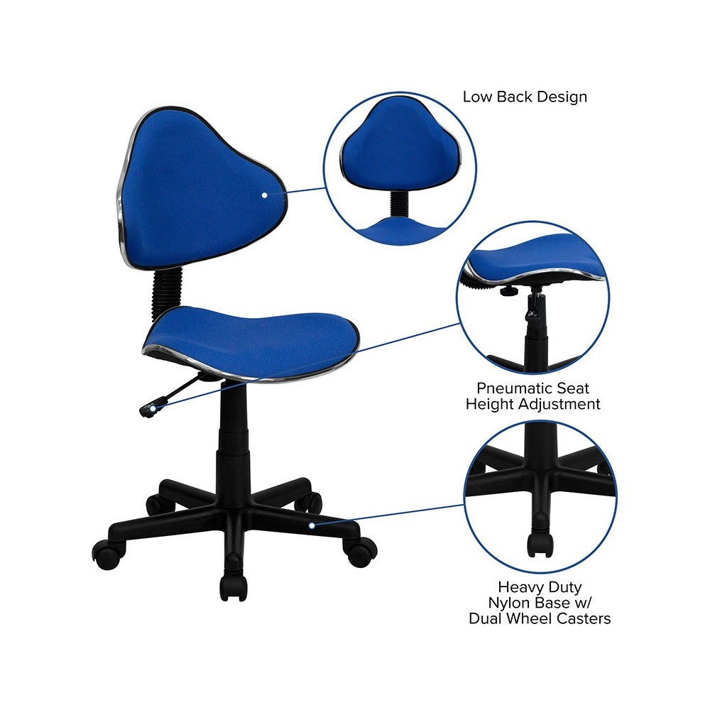 Blue Fabric Swivel Ergonomic Task Office Chair