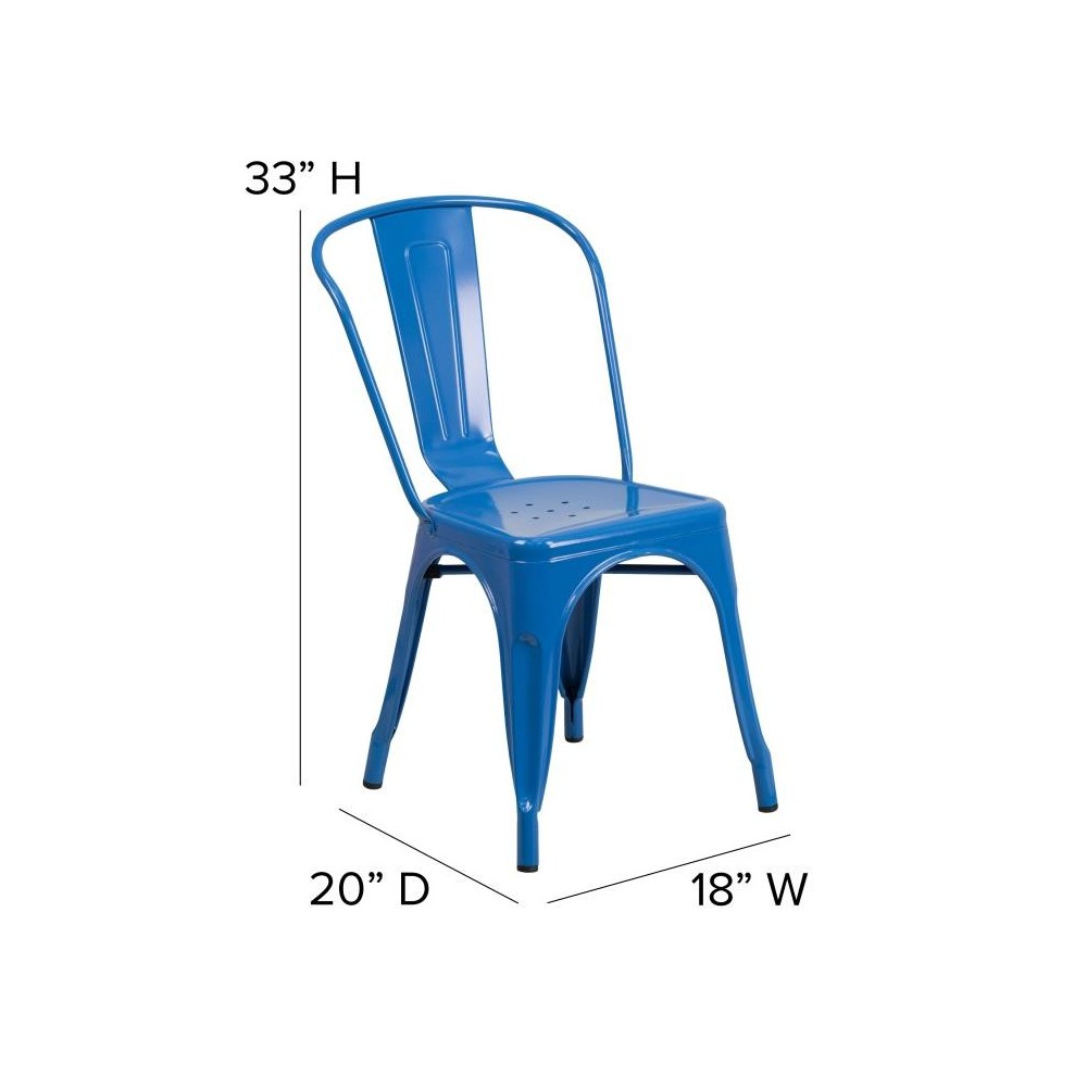 Blue Metal Chair-Teal Seat