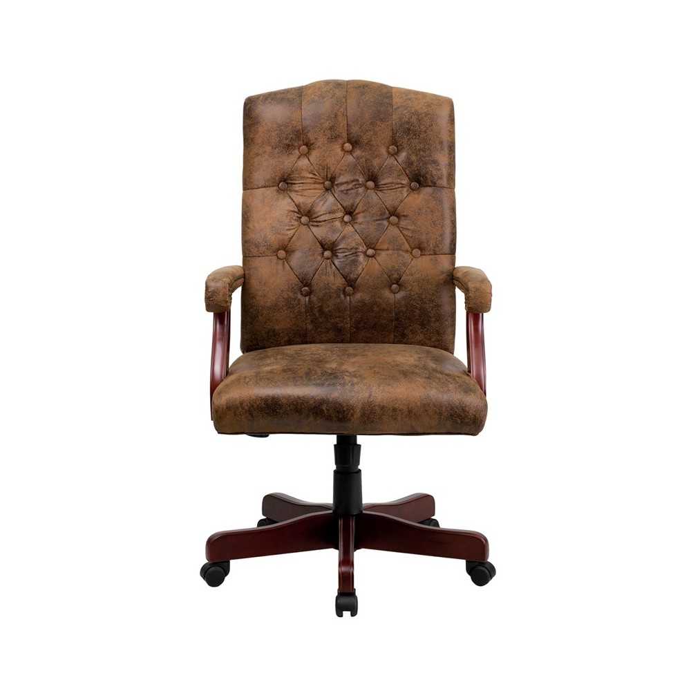 Bomber Brown Classic Executive Swivel Office Chair with Arms