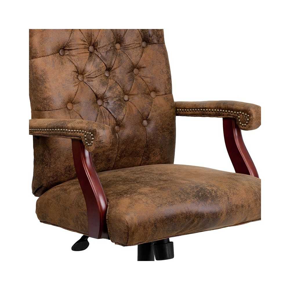 Bomber Brown Classic Executive Swivel Office Chair with Arms