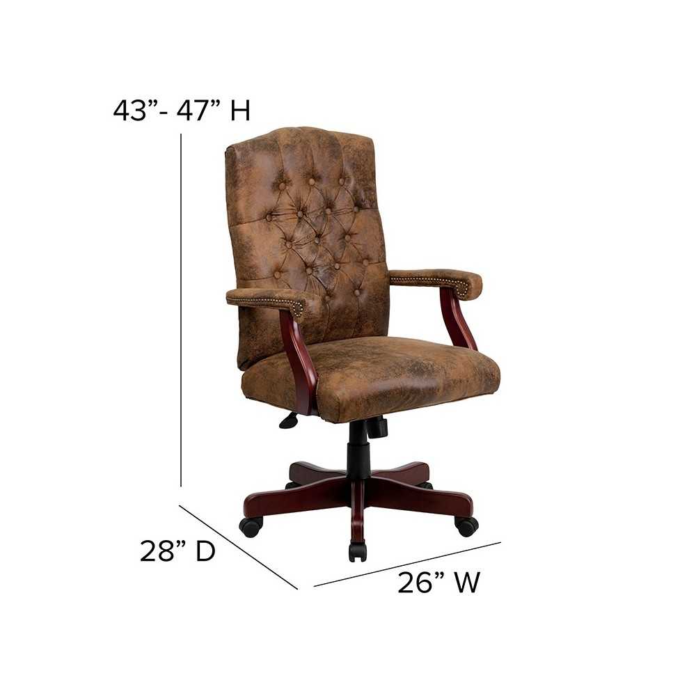 Bomber Brown Classic Executive Swivel Office Chair with Arms