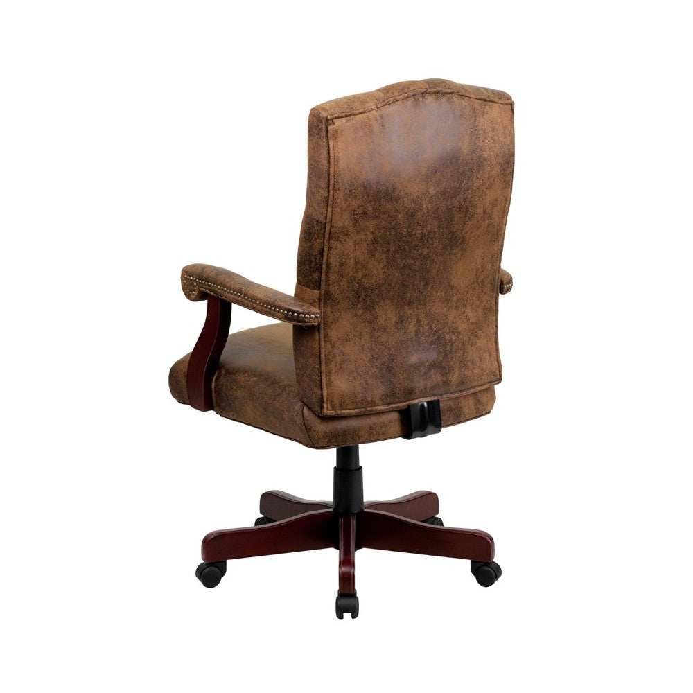 Bomber Brown Classic Executive Swivel Office Chair with Arms