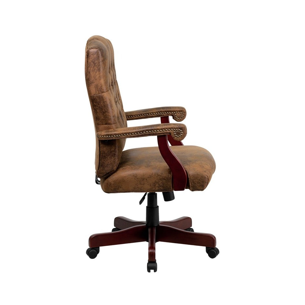 Bomber Brown Classic Executive Swivel Office Chair with Arms