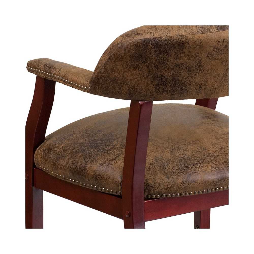 Bomber Jacket Brown Luxurious Conference Chair with Accent Nail Trim and Casters