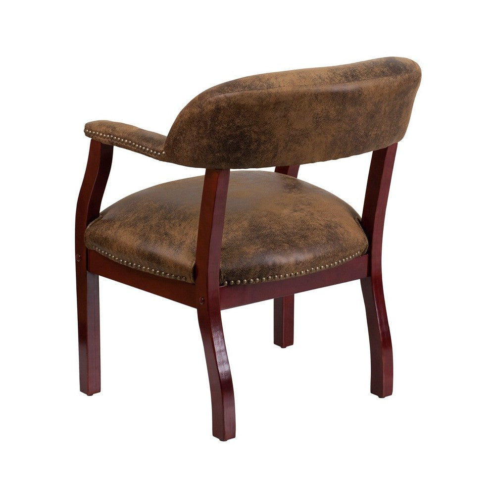 Bomber Jacket Brown Luxurious Conference Chair with Accent Nail Trim