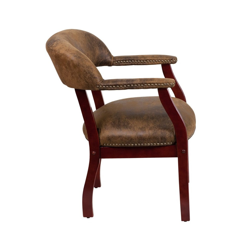 Bomber Jacket Brown Luxurious Conference Chair with Accent Nail Trim