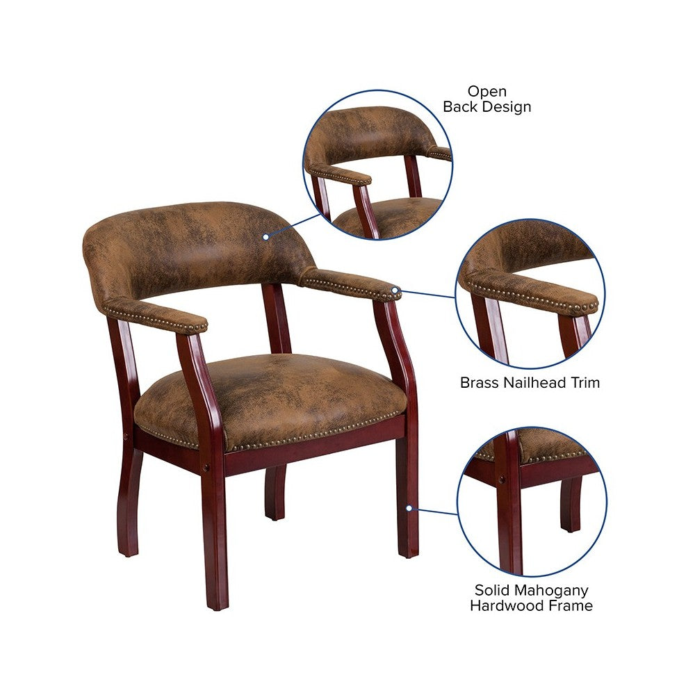 Bomber Jacket Brown Luxurious Conference Chair with Accent Nail Trim