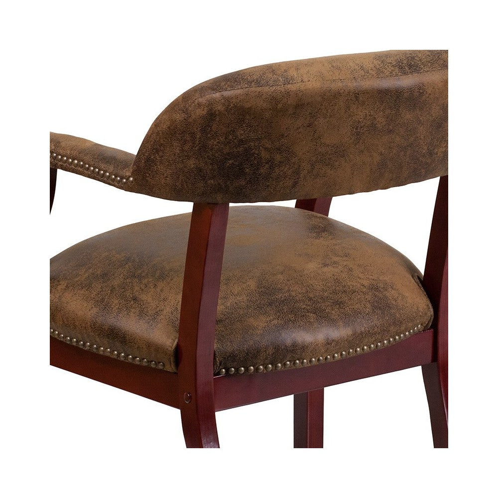 Bomber Jacket Brown Luxurious Conference Chair with Accent Nail Trim