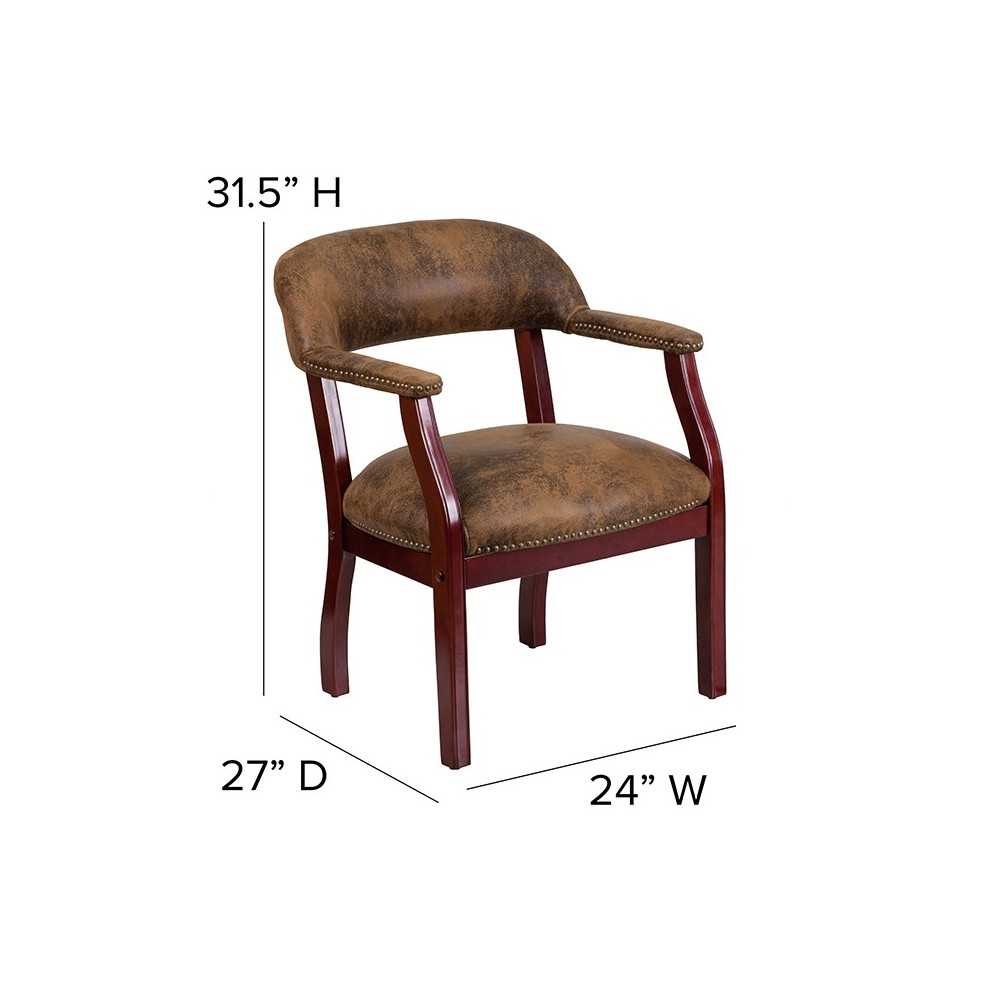 Bomber Jacket Brown Luxurious Conference Chair with Accent Nail Trim
