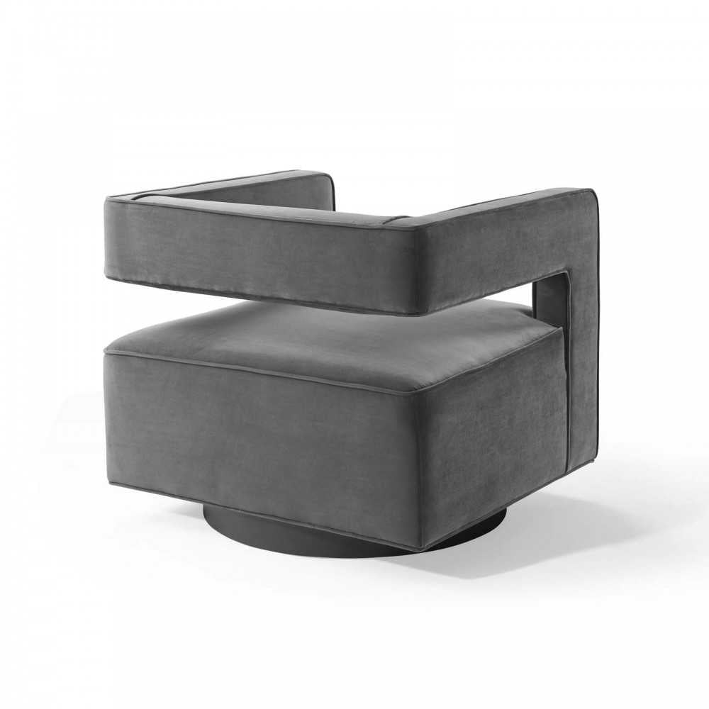 Booth Performance Velvet Swivel Armchair, Gray