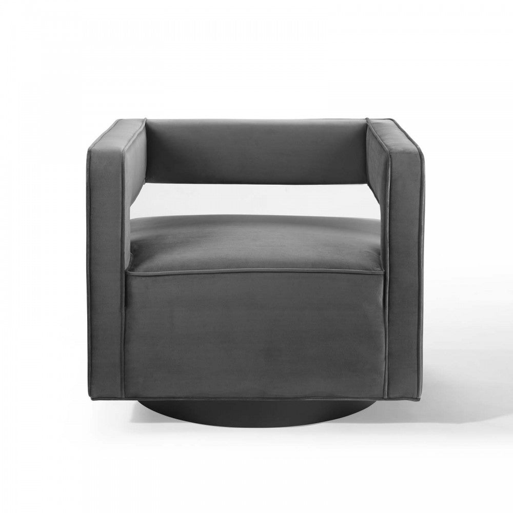Booth Performance Velvet Swivel Armchair, Gray