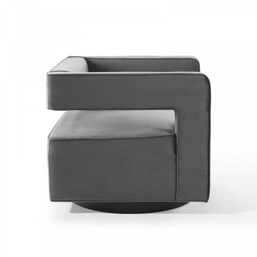 Booth Performance Velvet Swivel Armchair, Gray