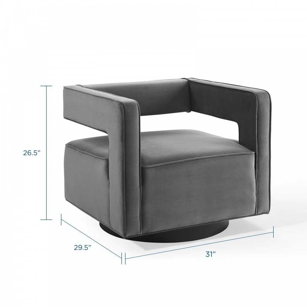 Booth Performance Velvet Swivel Armchair, Gray