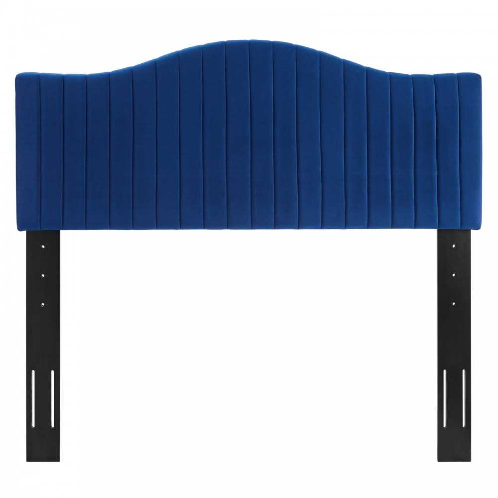 Brielle Channel Tufted Performance Velvet Twin Headboard, Navy