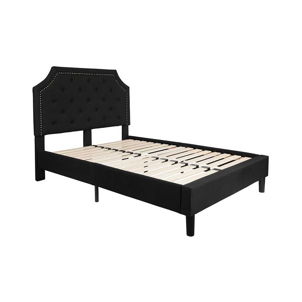Brighton Full Size Tufted Upholstered Platform Bed in Black Fabric