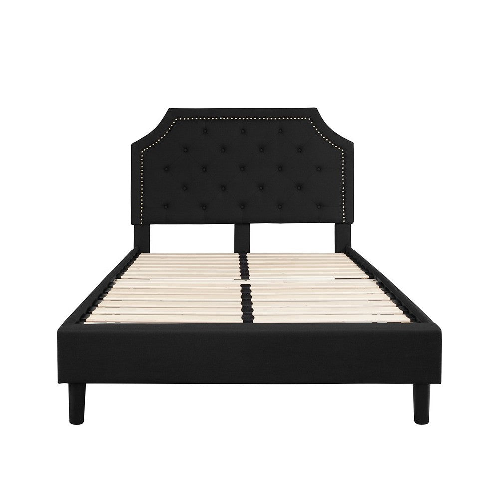Brighton Full Size Tufted Upholstered Platform Bed in Black Fabric