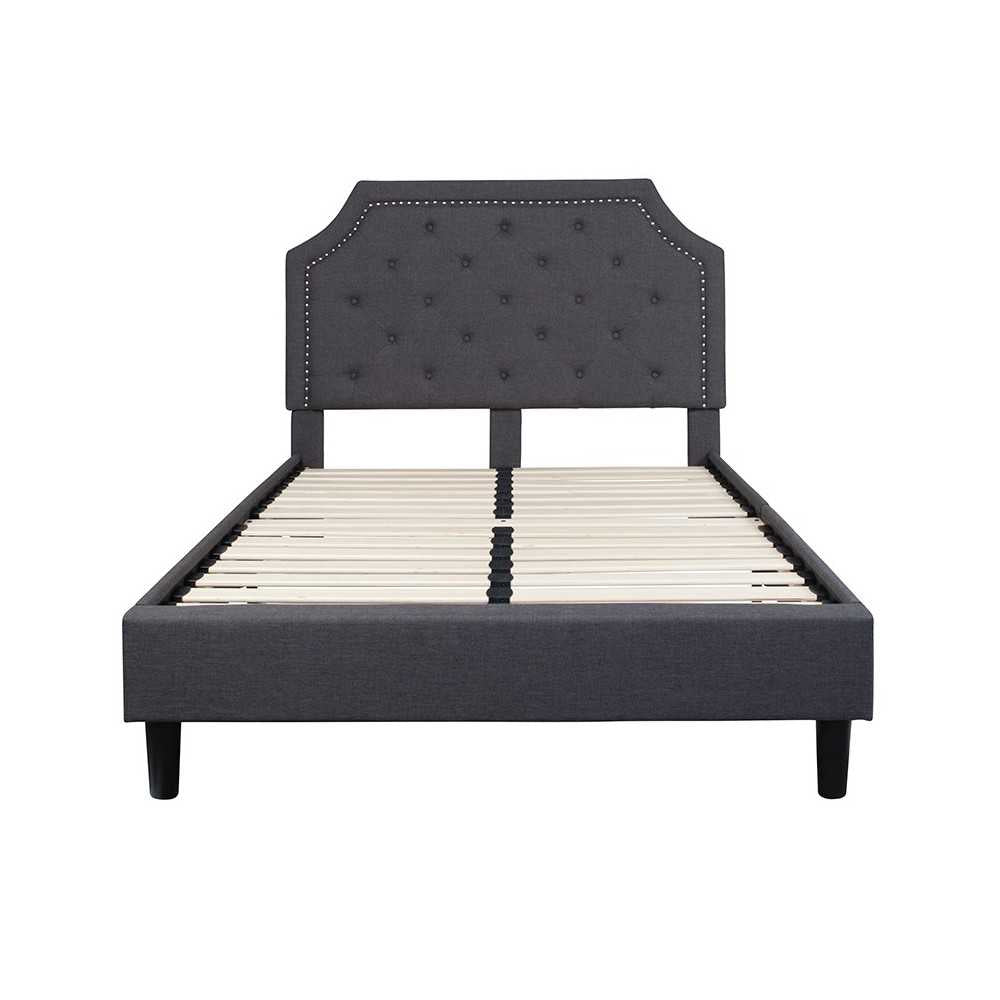 Brighton Full Size Tufted Upholstered Platform Bed in Dark Gray Fabric