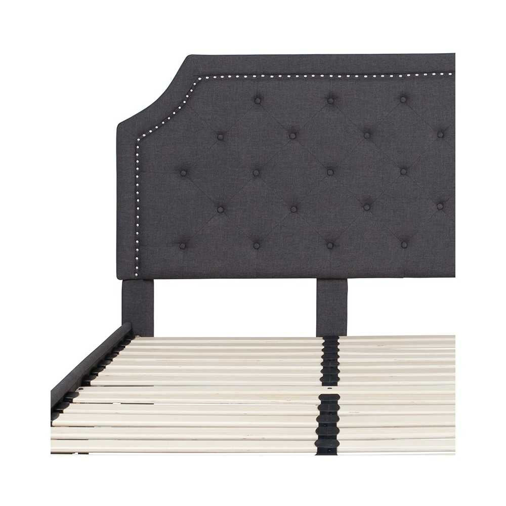 Brighton Full Size Tufted Upholstered Platform Bed in Dark Gray Fabric
