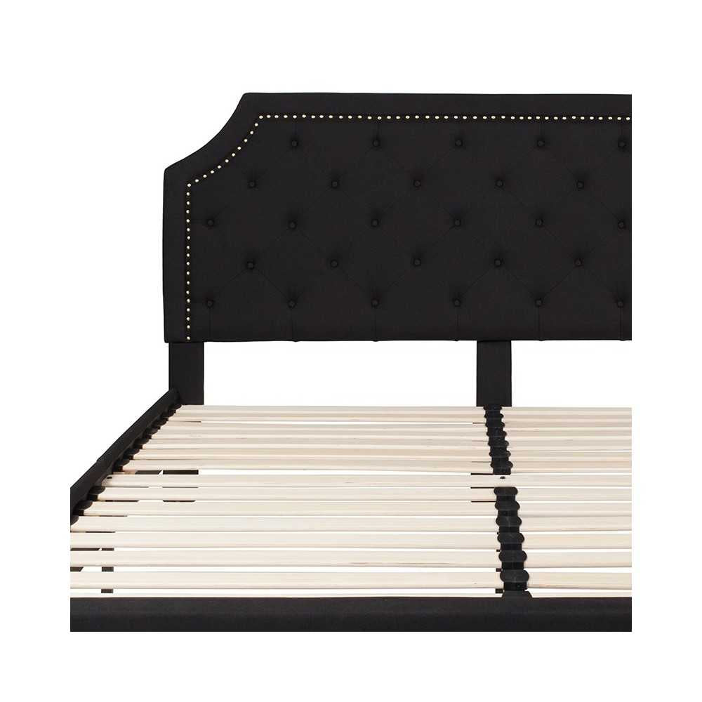 Brighton King Size Tufted Upholstered Platform Bed in Black Fabric