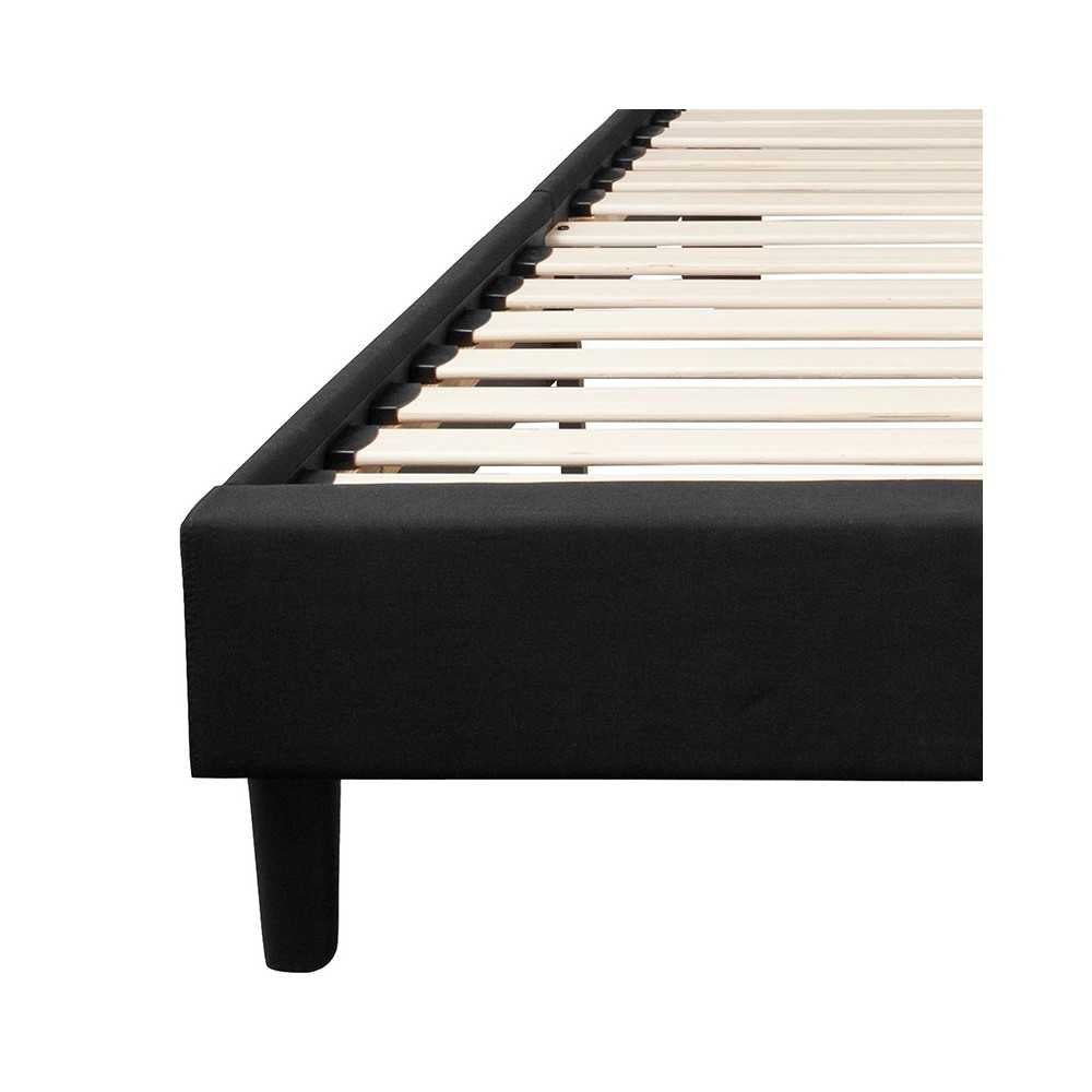 Brighton Queen Size Tufted Upholstered Platform Bed in Black Fabric