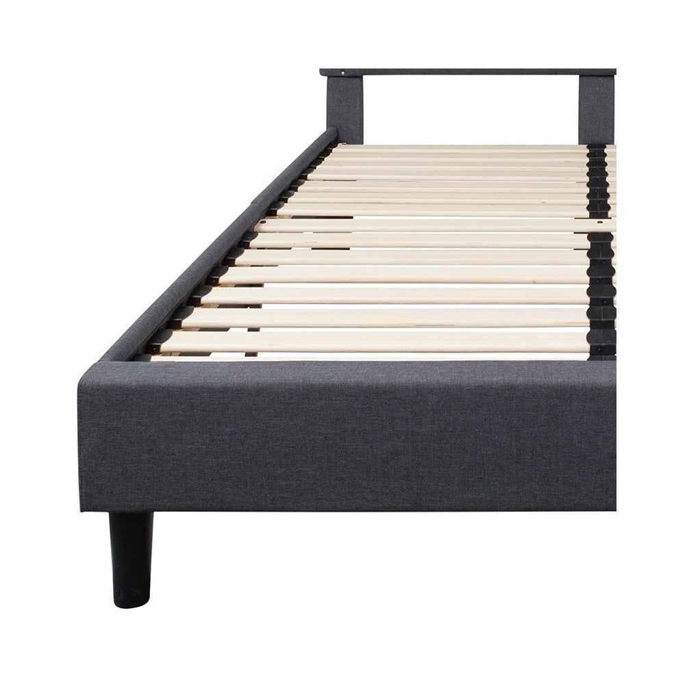 Brighton Queen Size Tufted Upholstered Platform Bed in Dark Gray Fabric