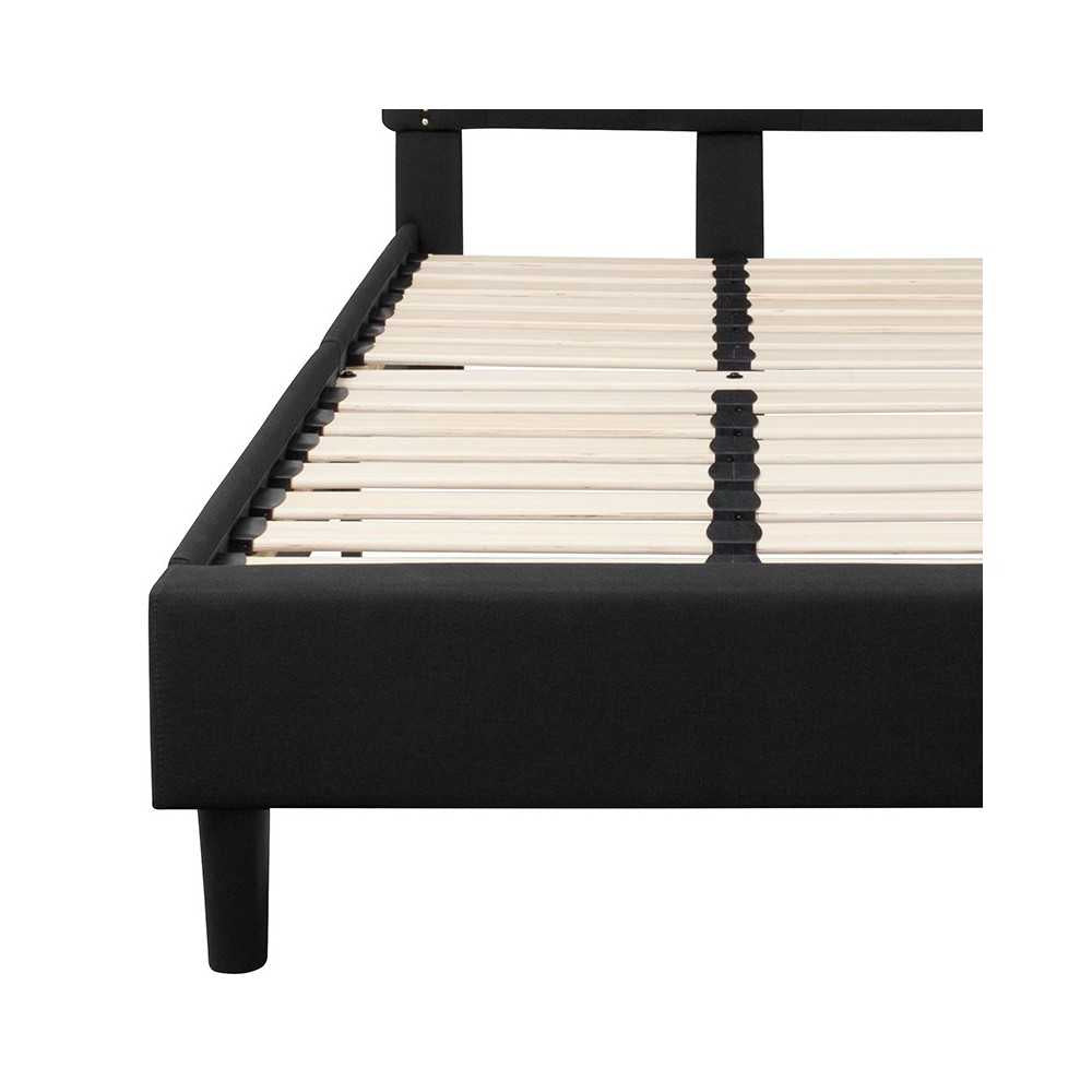 Brighton Twin Size Tufted Upholstered Platform Bed in Black Fabric