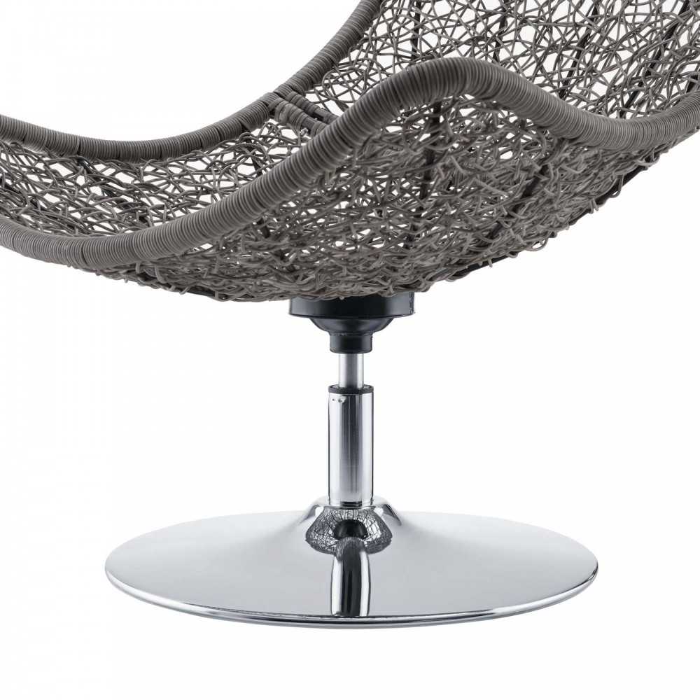 Brighton Wicker Rattan Outdoor Patio Swivel Lounge Chair, Light Gray Navy