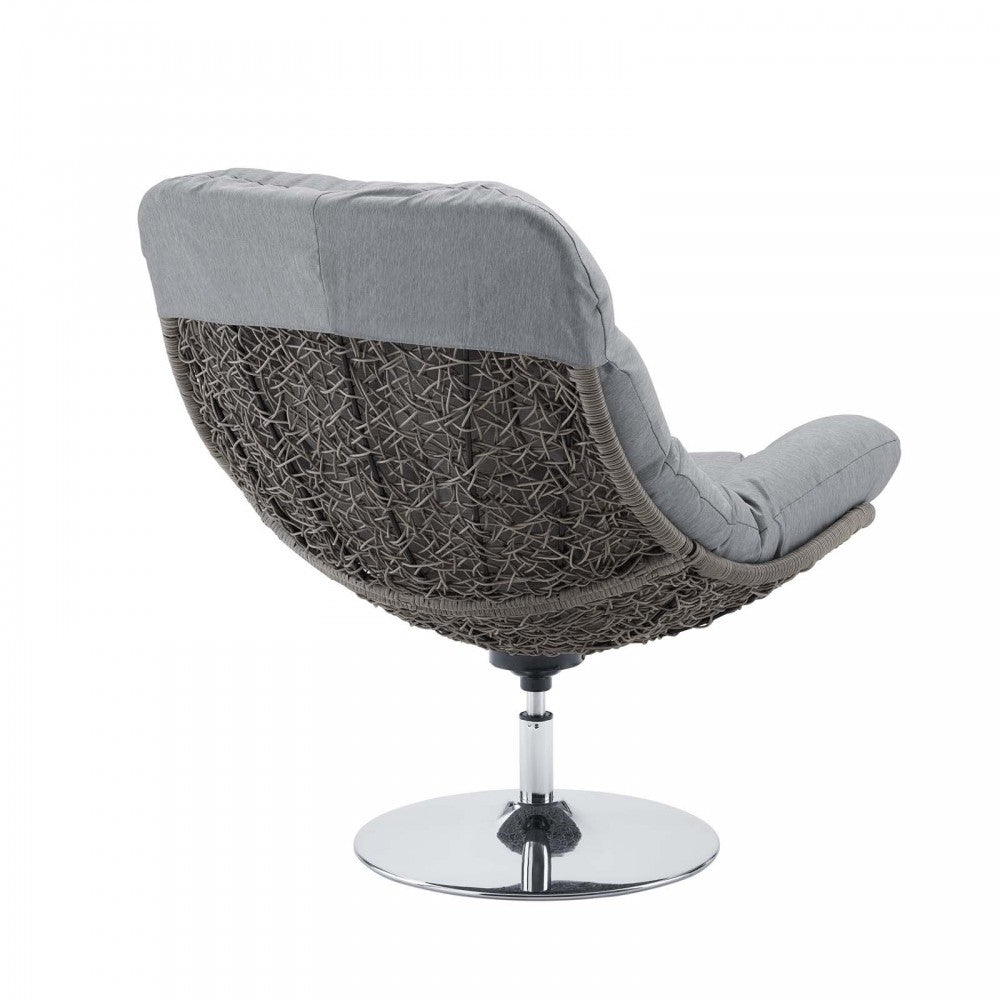 Brighton Wicker Rattan Outdoor Patio Swivel Lounge Chair, Light Gray Gray