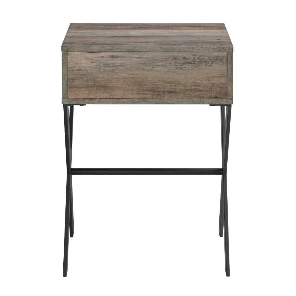 Brin 18" X Leg 1 Drawer Metal and Wood Side Table - Gray Wash