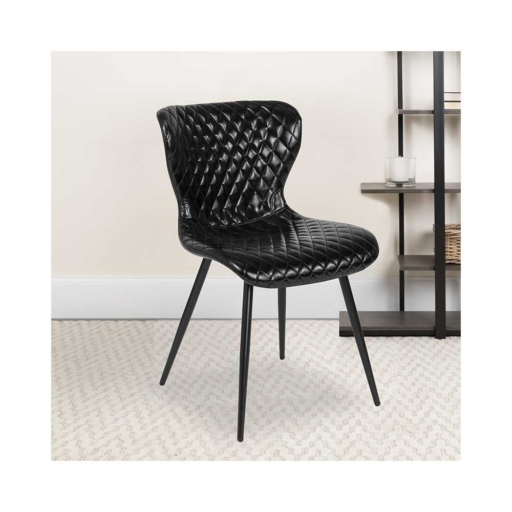 Bristol Contemporary Upholstered Chair in Black Vinyl