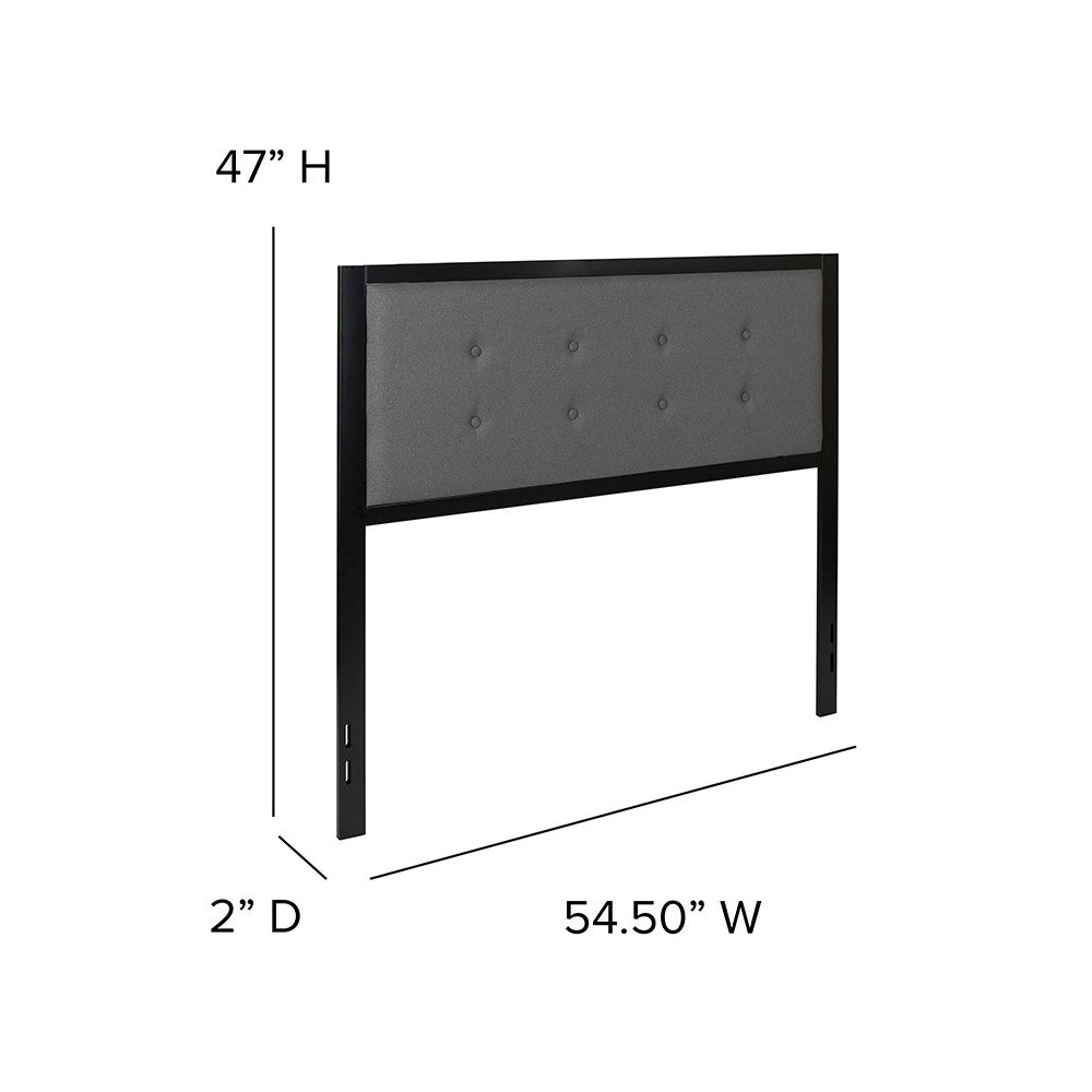 Bristol Metal Tufted Upholstered Full Size Headboard in Dark Gray Fabric