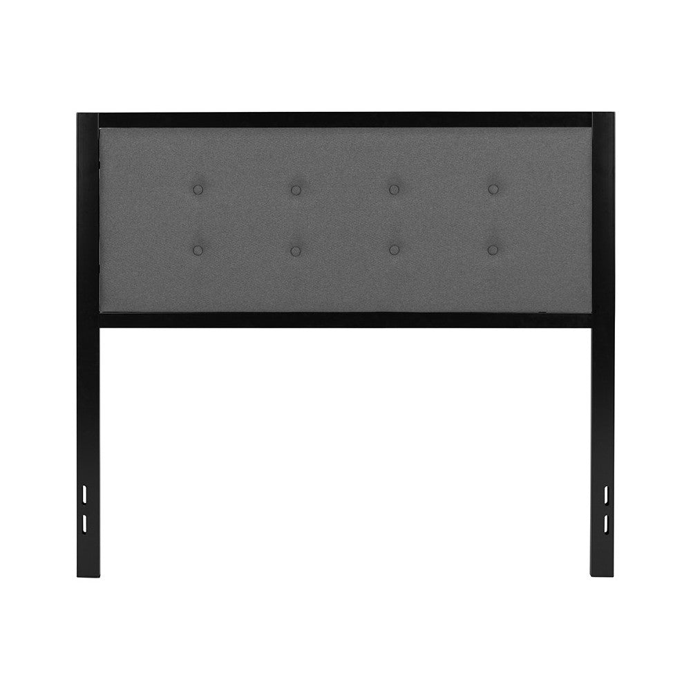 Bristol Metal Tufted Upholstered Full Size Headboard in Dark Gray Fabric