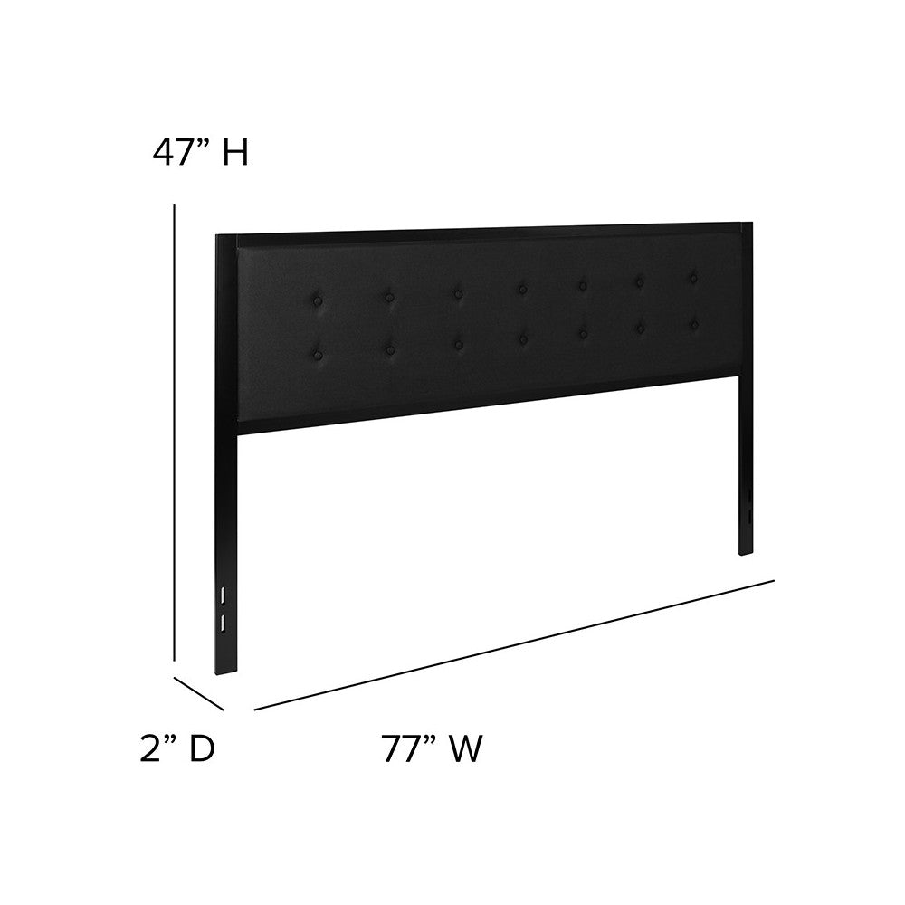 Bristol Metal Tufted Upholstered King Size Headboard in Black Fabric