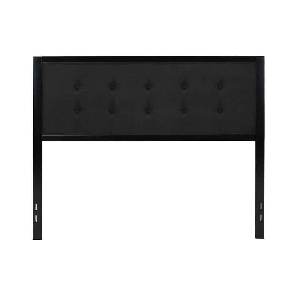 Bristol Metal Tufted Upholstered Queen Size Headboard in Black Fabric