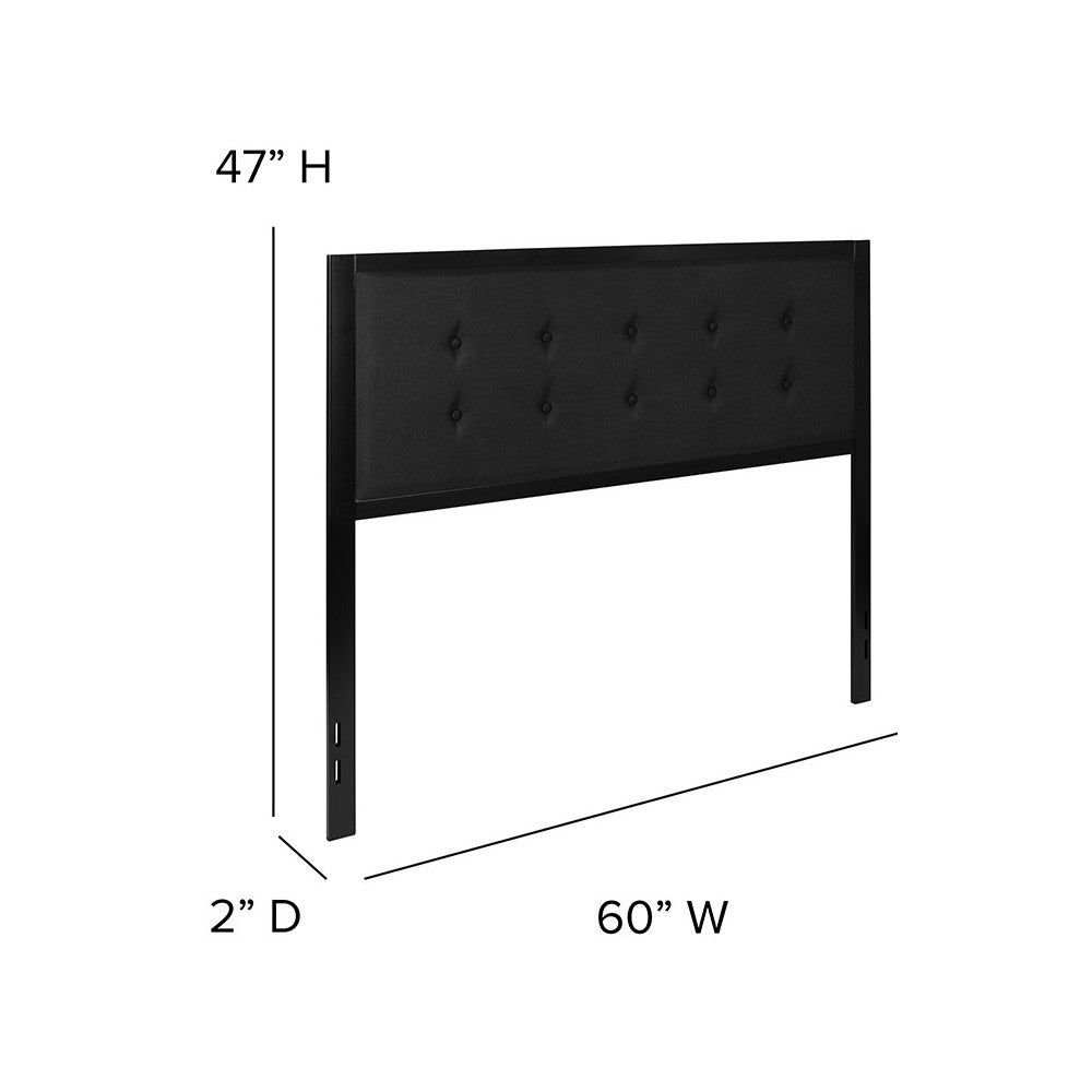 Bristol Metal Tufted Upholstered Queen Size Headboard in Black Fabric