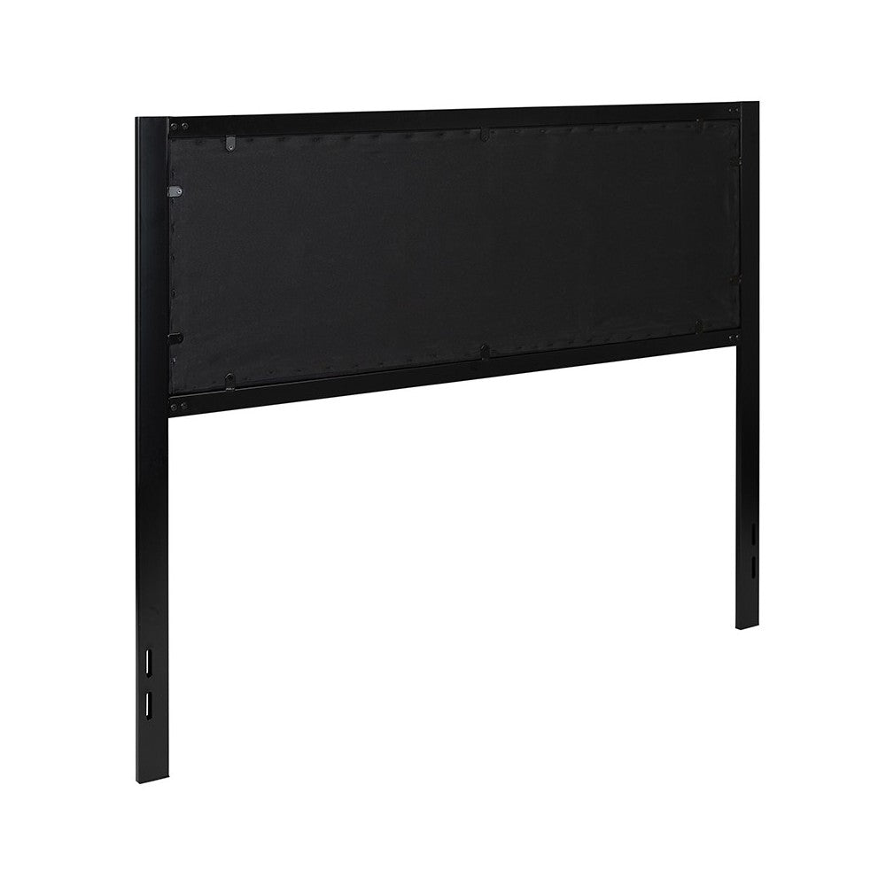 Bristol Metal Tufted Upholstered Queen Size Headboard in Black Fabric