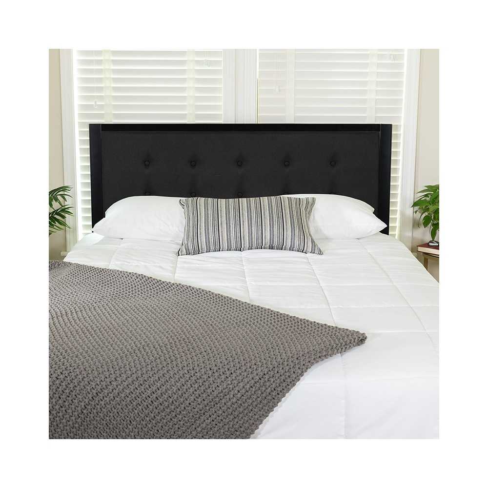 Bristol Metal Tufted Upholstered Queen Size Headboard in Black Fabric