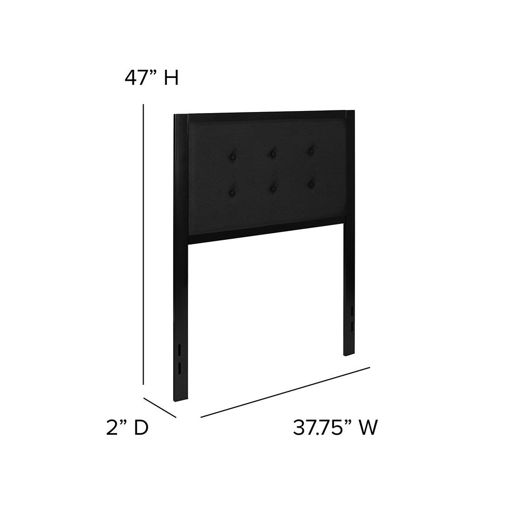 Bristol Metal Tufted Upholstered Twin Size Headboard in Black Fabric