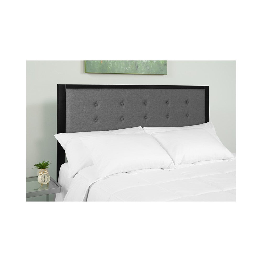 Bristol Metal Tufted Upholstered Twin Size Headboard in Dark Gray Fabric