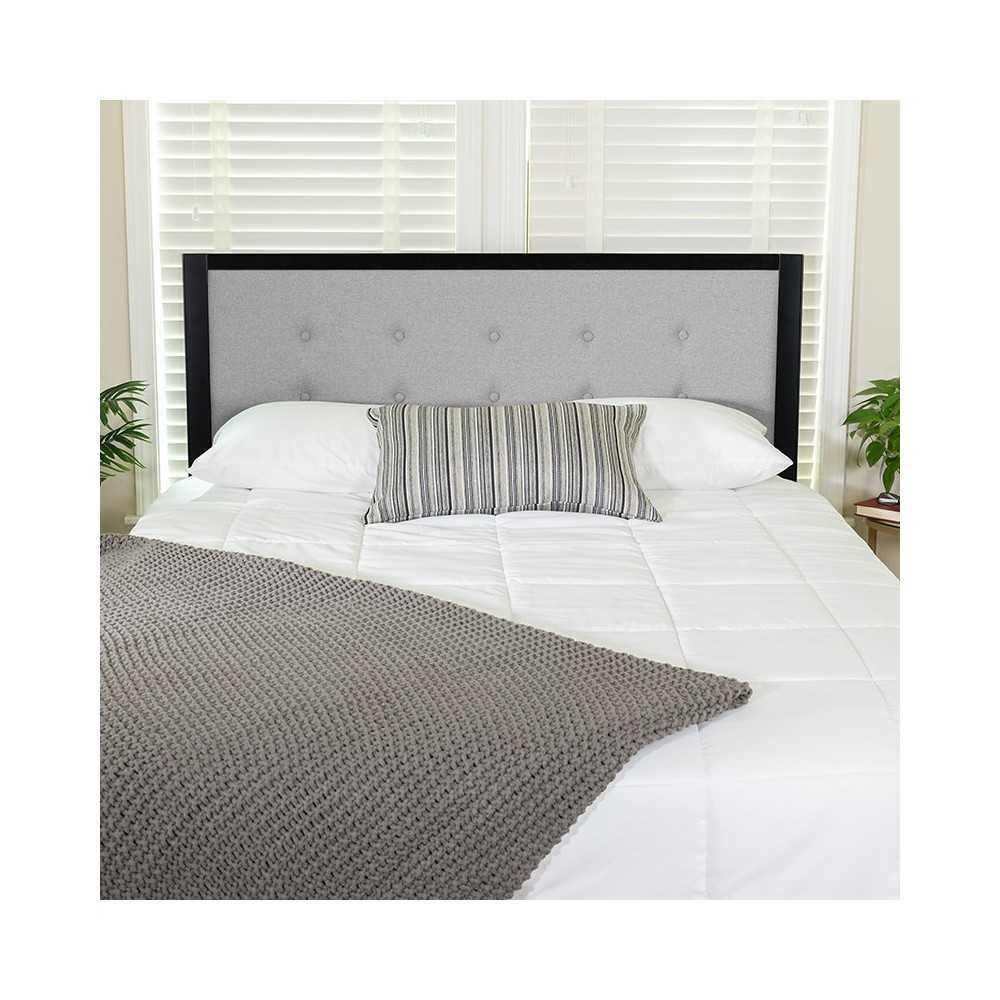 Bristol Metal Tufted Upholstered Twin Size Headboard in Light Gray Fabric