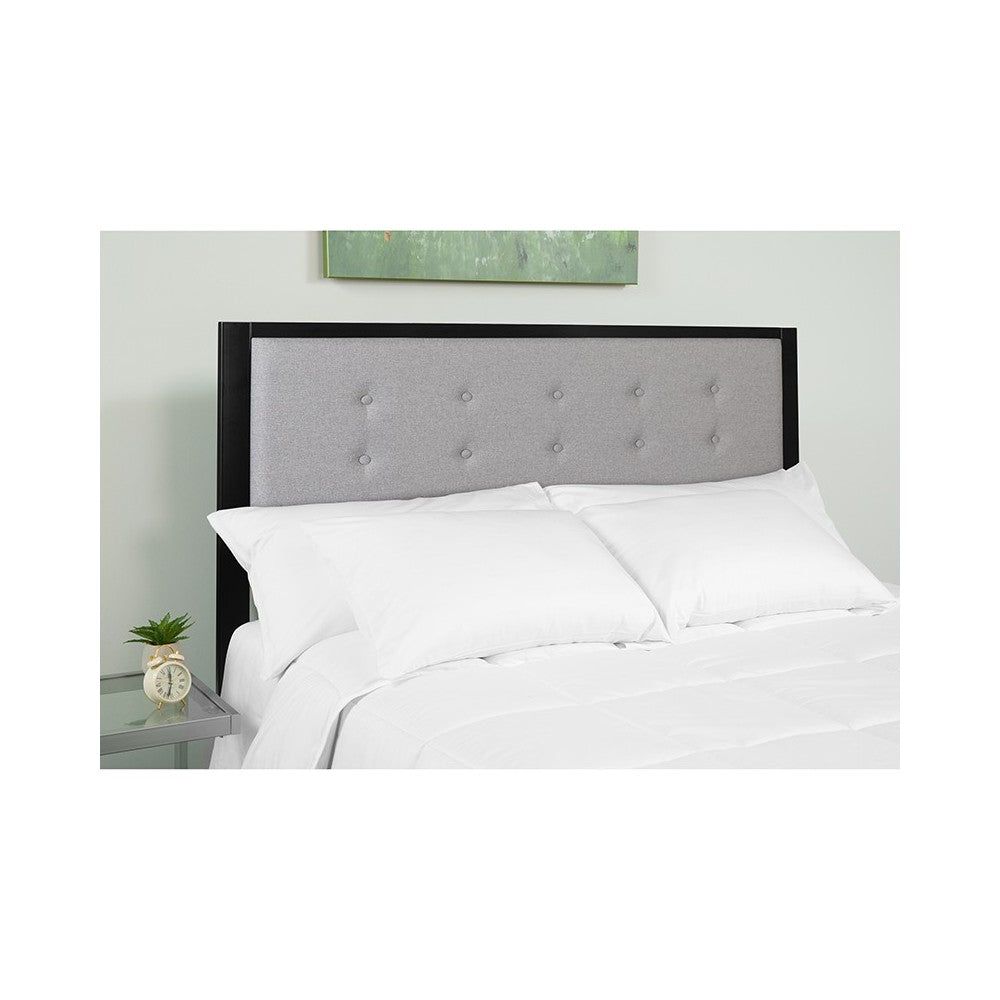 Bristol Metal Tufted Upholstered Twin Size Headboard in Light Gray Fabric