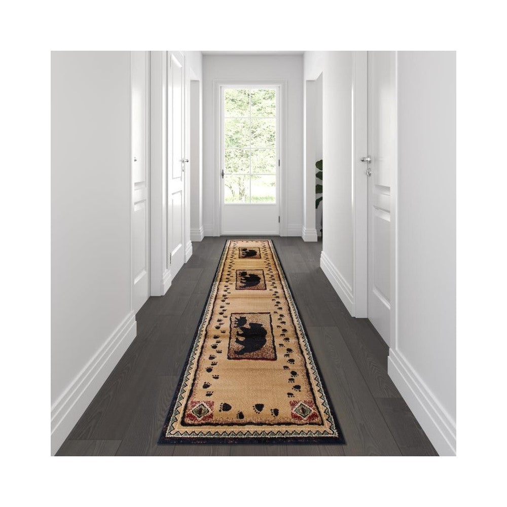 Brown 2' x 10' Bear Area Rug