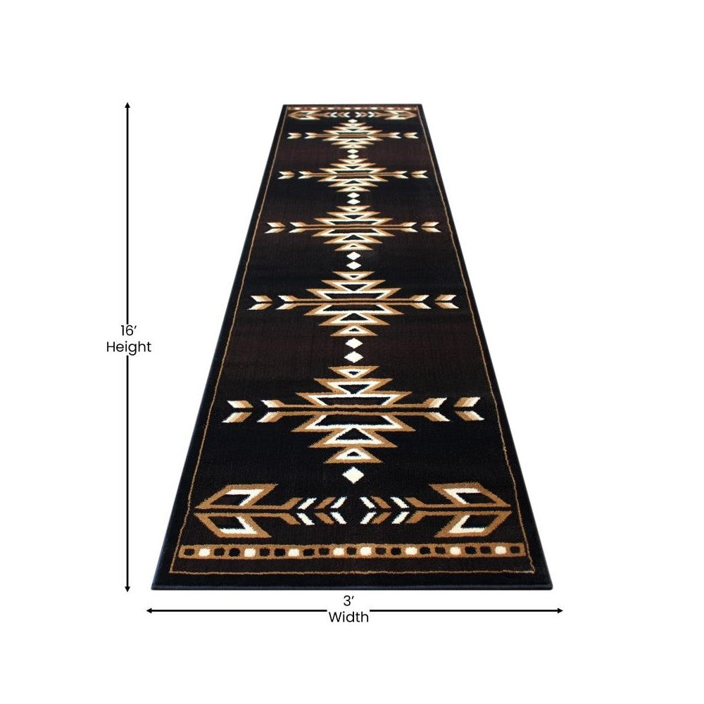 Brown 3x16 Southwest Area Rug