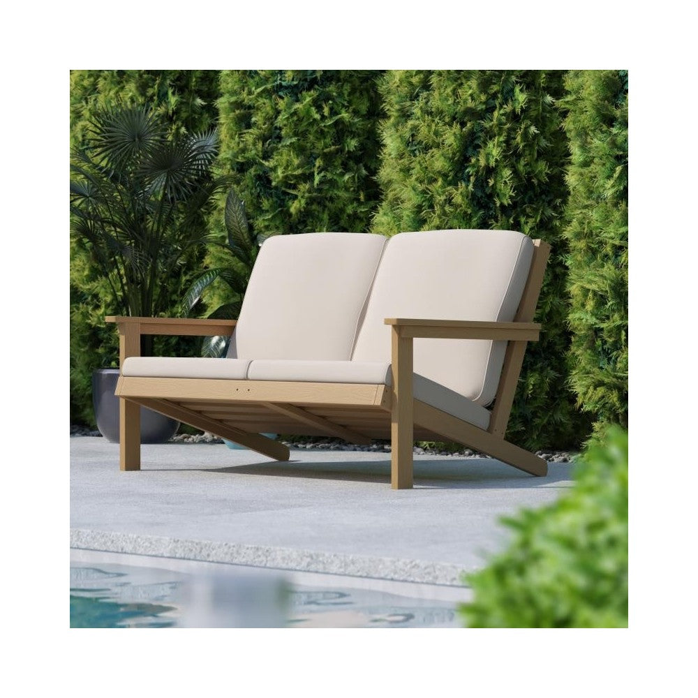 Brown/Cream Loveseat-Cushions