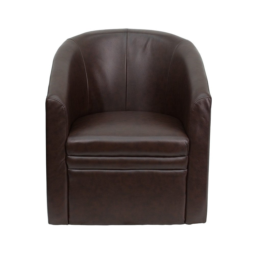 Brown LeatherSoft Barrel-Shaped Guest Chair
